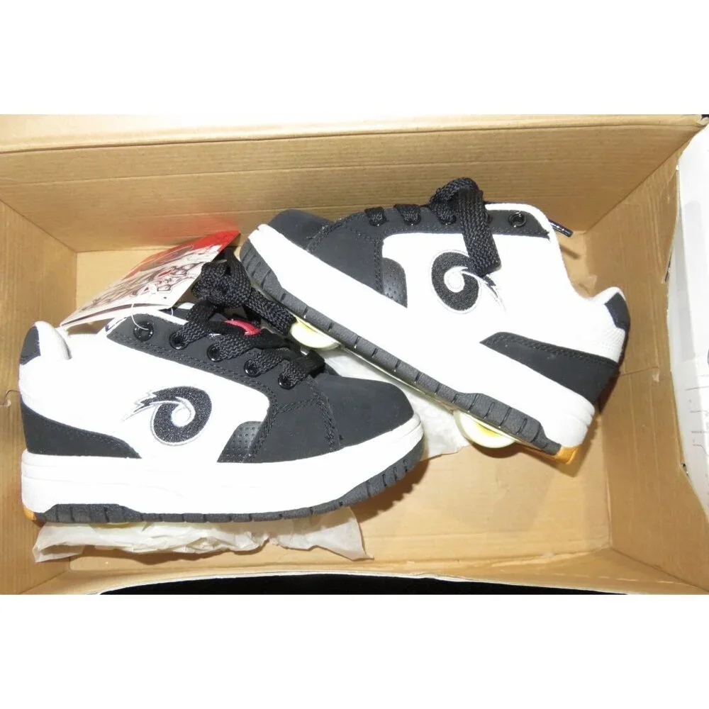 Roller Boltz White & Black Lace Up Sneaker Skates Wheel Bottom Shoes Toddler 13